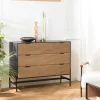 Commode 3 tiroirs bois noir et pin ALMEIRA