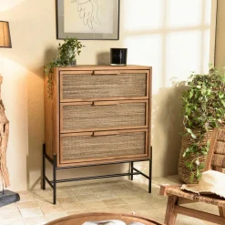 Commode 3 tiroirs en teck recyclé massif 84 cm SWING