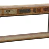 Console 3 tiroirs, 1 plateau bas en Hévéa recyclé coloré et métal 120x30x75 LOFT COLORS