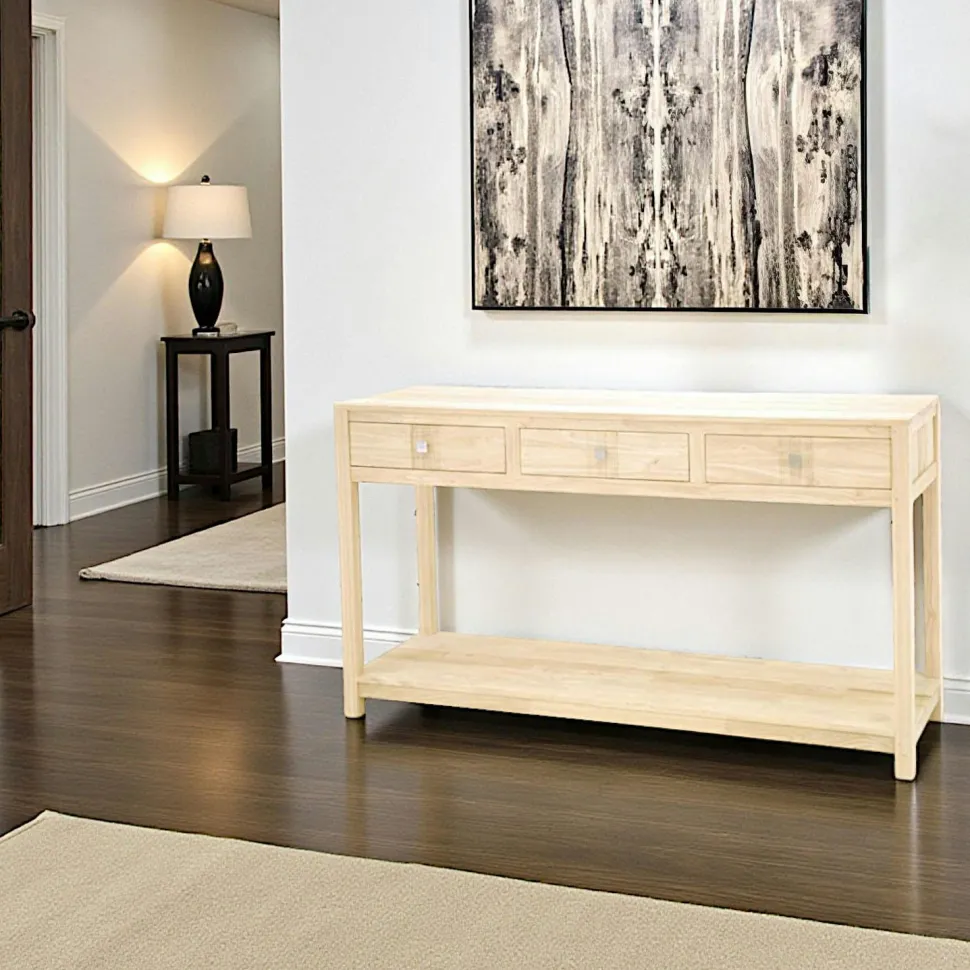 Console 3 tiroirs double plateau hévéa 150cm GALA