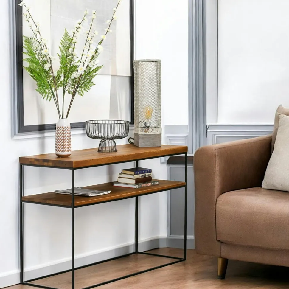 Console bois et métal double plateau OKA 120 cm