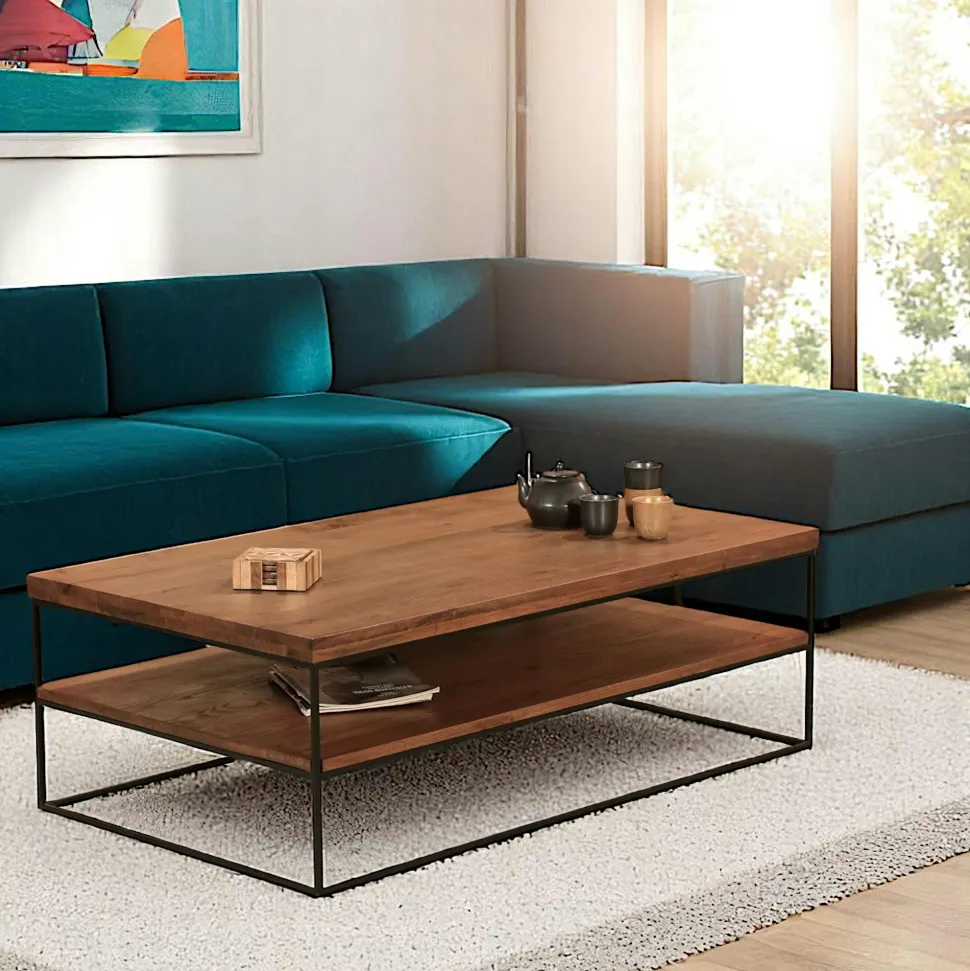 Console bois et métal double plateau OKA 120 cm