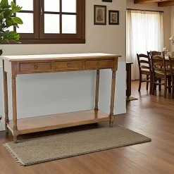 Console pieds tournés bois hévéa 3 tiroirs 120cm TRADITION