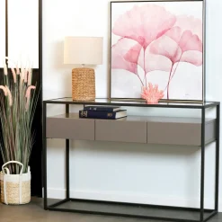 Console verre et acier TORONTO