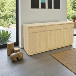 Enfilade / Buffet long Hévéa 3 portes, 3 tiroirs 160x45x81cm BALTIC