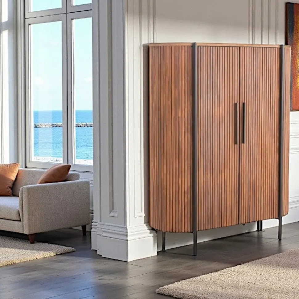 Enfilade 2 portes côtés arrondis bois naturel TRANI