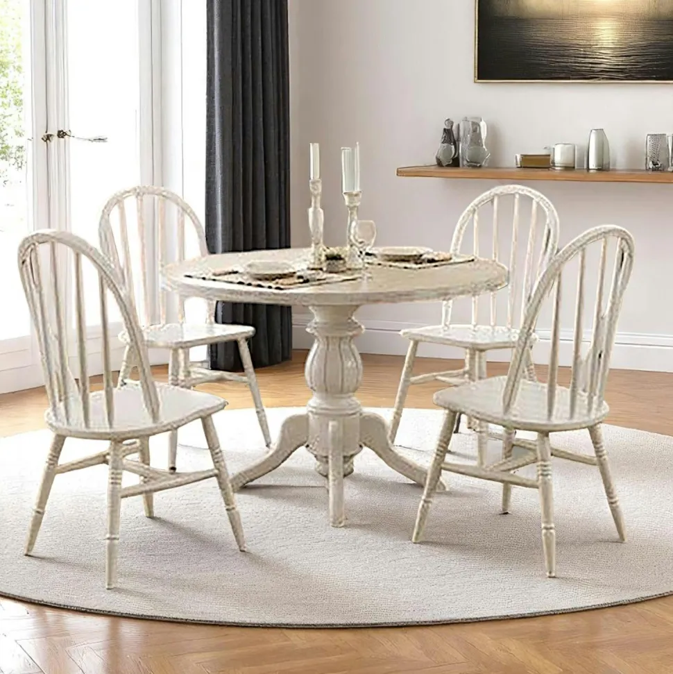 Ensemble salle à manger blanc - scandinave (5 pièces) TENA
