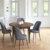 Ensemble table ronde Ø90 cm + 4 chaises grises à motifs AROLA