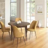 Ensemble table ronde Ø90 cm + 4 chaises moutarde à motifs AROLA