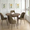 Ensemble table ronde Ø90 cm + 4 chaises taupe à motifs AROLA