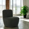 Fauteuil arrondi tissu bouclettes anthracite MALMOE
