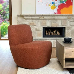 Fauteuil arrondi tissu bouclettes terracotta MALMOE