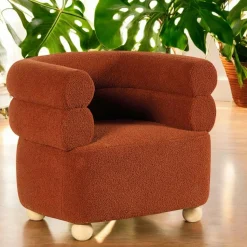 Fauteuil cabriolet design tissu bouclé blanc IENA