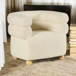 Fauteuil cabriolet design tissu bouclé terracotta IENA