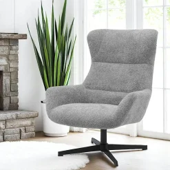 Fauteuil confort pivotant en tissu doux gris foncé BERLIN