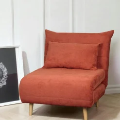 Fauteuil convertible 1 place rouille - coussin inclus PALAU