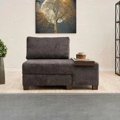 Fauteuil convertible anthracite chenille, plateau droit BUZON