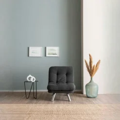 Fauteuil convertible banquette gris foncé pieds chromés CUSCO
