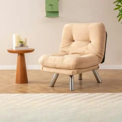 Fauteuil convertible banquette bleu lagon pieds chromés CUSCO