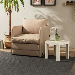 Fauteuil convertible beige lin 1 place couchage 200 cm ORURO