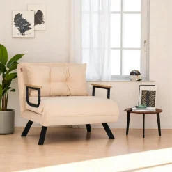 Fauteuil convertible beige - coussin assorti MODI