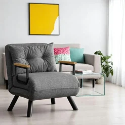 Fauteuil convertible gris clair - coussin assorti MODI