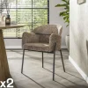 Fauteuil de table beige chaud dossier rond (lot de 2) GALWAY