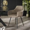Fauteuil de table beige sable bi-matière (lot de 2) GALWAY