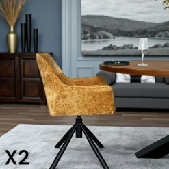 Fauteuil de table pivotant tissu bleu (lot de 2) IENA