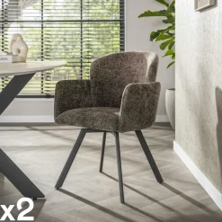 Fauteuil de table pivotant taupe texturé (lot de 2) CREEK