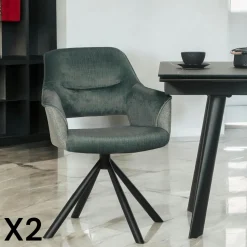Fauteuil pivotant bi-matière, couleur lagon (lot de 2) IENA