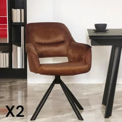 Fauteuil pivotant bi-matière, couleur lagon (lot de 2) IENA