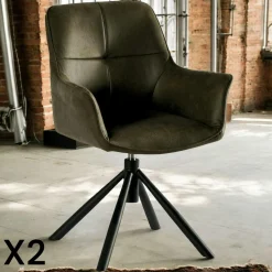 Fauteuil pivotant contemporain microfibre grise (lot de 2) IENA