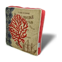 Galette de chaise vintage – corail rouge et palmier IZMIR