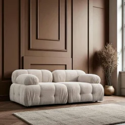 Grand canapé 3 places modulable blanc, assise profonde ICA