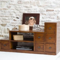 Grand meuble TV bois exotique verni LOLA