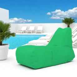 Grand pouf extérieur imperméable vert - avec poches ARTA