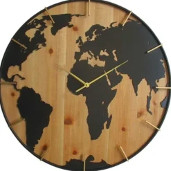 Horloge murale mappemonde