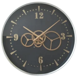 Horloge murale noire et or moderne