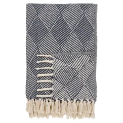 Jeté de canapé bleu marine motif losanges - 130x180 cm FALLON