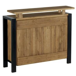 Meuble bar pin massif brossé 2 tiroirs 126cm LOUNDGE