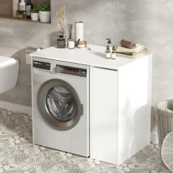 Meuble pour machine à laver blanc avec rangement MARFA