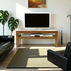 Meuble TV / Console basse Hévéa double plateaux 150x50x60cm OLGA