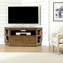 Meuble TV d'angle hévéa 120cm HELENA