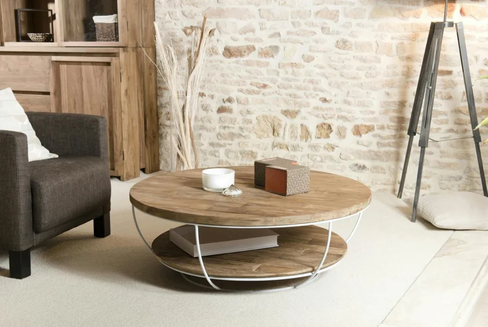 Meuble TV d'angle hévéa 120cm HELENA