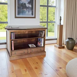 Meuble TV Hévéa plateau tournant, 2 tiroirs, 2 niches 83x50x62cm TRADITION