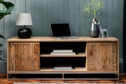Meuble TV moderne chêne acier 120 cm RIVERSIDE