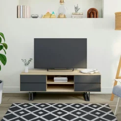 Meuble tv moderne en chêne blanc ZONZA