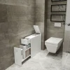Meuble WC blanc, 2 tiroirs rangement 1 porte MARFA