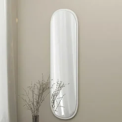 Miroir d'entrée blanc ovale 117 cm - style moderne CODY